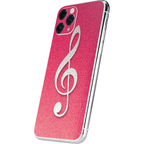 Pink Glitter Music Note iPhone 11 Pro Skin